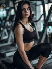 Fototapeta premium Woman confidently posing in gym