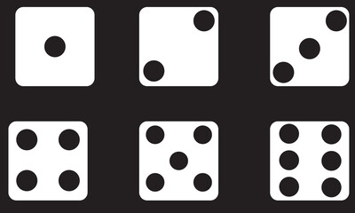 Vector dice set with six faces with different numbers of dots