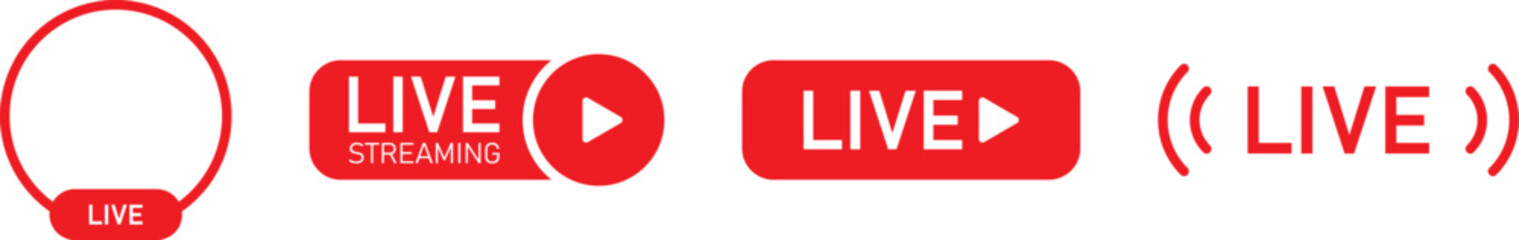 Live, streaming, broadcasting, online stream button, icon. Vector illustration