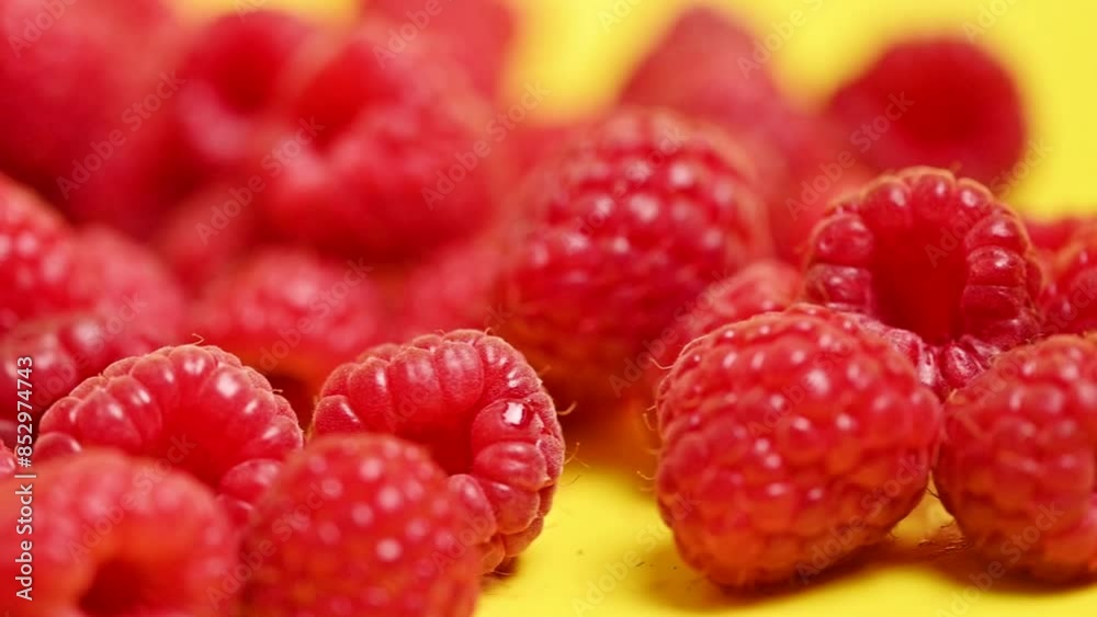 Canvas Prints ripe red raspberries close up