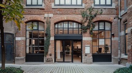Charming Brick Building with Modern Glass Entry
