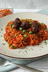 Djuvec Rice with Meatballs - Cevapcici – Traditional Balkan Dish