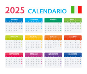 2025 Calendar Italian - vector illustration, Italian version.