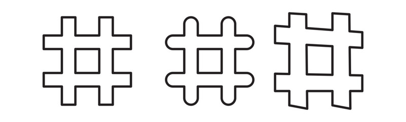 Hashtag line icon set. Trending topic vector icon for UI designs.