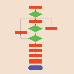 Empty flow chart algorithm colorful blocks vector illustration. High quality vector art background. 