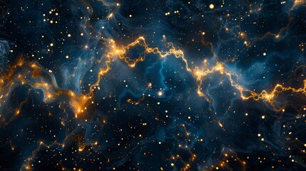 Cosmic Nebula With Golden Veins