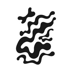 Black chaotic wavy lines and shapes on isolated background. Vector flat illustration. Dynamic abstract groovy composition