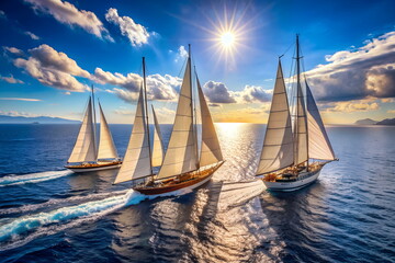 Fototapeta premium yachts are sailing sea landscape background