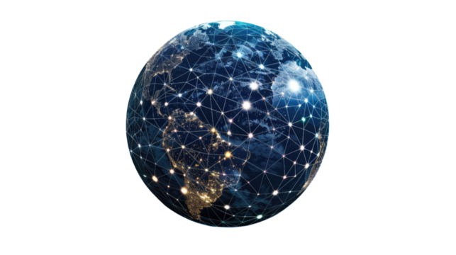 Digital globe on transparent background