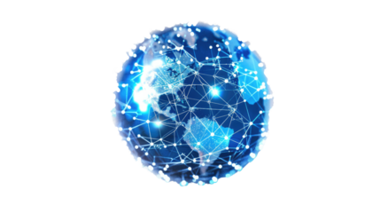 Digital globe on transparent background