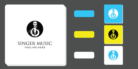 Creative singer music logo design with unique concept , premium vector