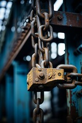 an old rusty chain is attached to a metal structure