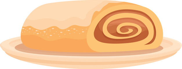 Appetizing swiss roll lying on plate, concept of sweet bakery