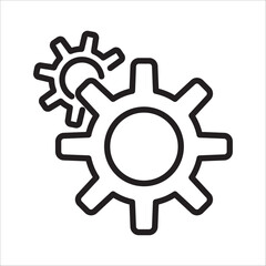 Pengaturan mengisolasi ikon vektor datar. Simbol roda gigi. Alat atau tombol roda gigi vektor untuk aplikasi web.