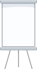 Blank white projection screen is standing on a tripod, ready for an important presentation