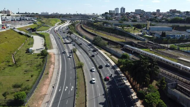 Aerial view of Avenida Radial Leste in the neighborhood of Itaquera, S&atilde;o Paulo, Brazil