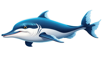 Cartoon Illustration of a Blue and White Fish