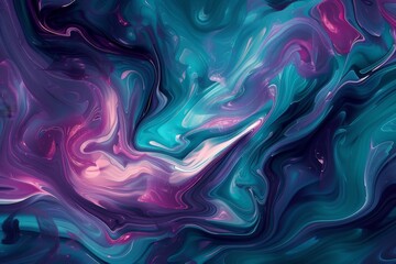 Obraz premium Abstract digital art with vibrant swirling patterns of teal and purple