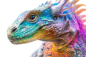 Fototapeta premium A colorful lizard with a rainbow pattern on its back