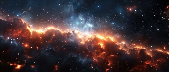 Fototapeta premium Stellar Cluster: Awe-Inspiring Cosmic Night Sky Photography of a Bright and Majestic Star Cluster in the Vast Universe