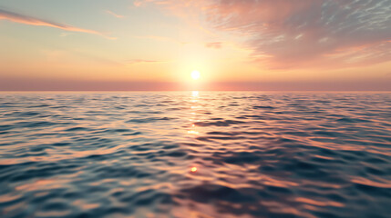 Obraz premium Sunrise amidst the ocean, wallpaper, the first light of the day passes through the beautiful waters.