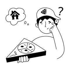 Food Delivery Hand Drawn Mini Illustrations