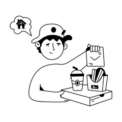 Delivery Service Hand Drawn Mini Illustrations 
