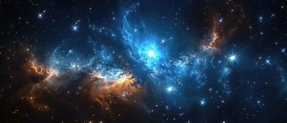 Naklejka premium Breathtaking Hyper-Realistic Night Sky Photography: Stunning Pleiades Star Cluster with Bright Stars and Faint Nebulosity in Cosmic Beauty