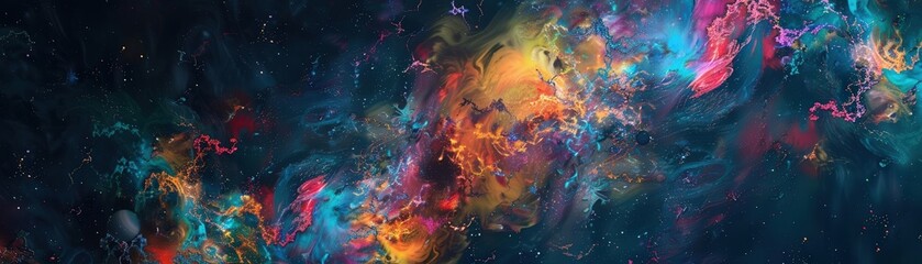 Fototapeta premium Stress visualized with chaotic abstract designs in dark hues