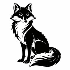 Fox Vector Art Illustration Black And White
