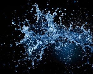 Vivid portrayal of the invigorating energy of a blue water splash in a high quality photograph