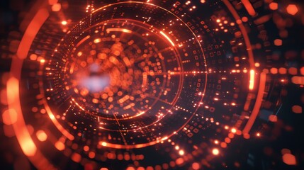Abstract Digital Tunnel With Glowing Lights