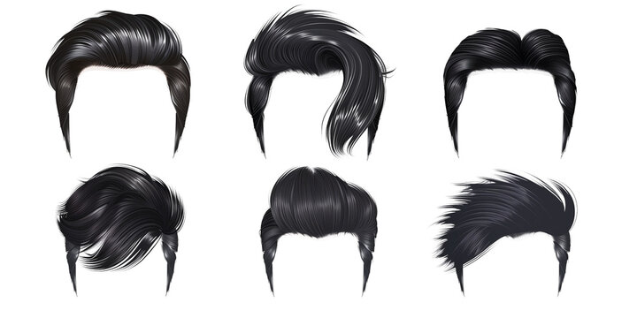 Stylish hair wig with trendy design isolated on background, front view, fashionable hairstyle concept.