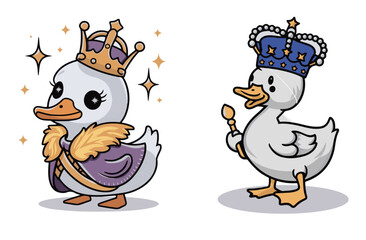 King Duck Silhouette Vector Style with White Background