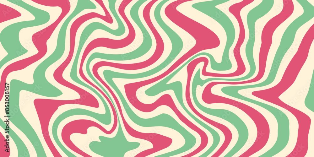 Wall mural trendy vector background in retro 70s,60s style. abstract horizontal background with waves.