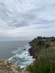 the coast of the atlantic ocean, view on the ocean and on mountains