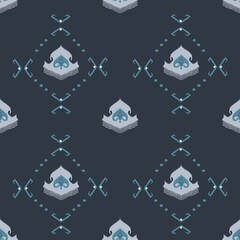 Ikat tribal Indian seamless pattern. Ethnic Aztec fabric carpet mandala ornament native boho chevron textile.Geometric African American oriental traditional vector illustrations. Embroidery style.