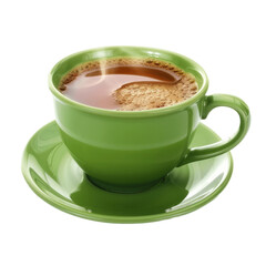 Obraz premium Green cup of fresh hot tea isolated on transparent background PNG