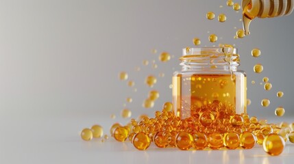 Honey Droplets Pouring Into a Jar