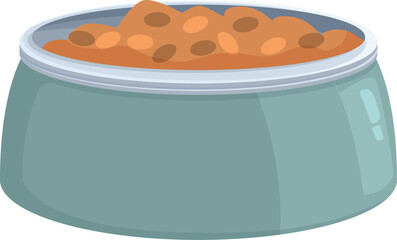Full bowl of dry pet food is waiting for a hungry cat or dog