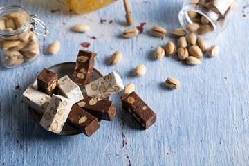 White chocolate covered nougat.