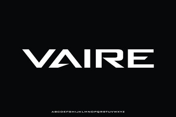 Modern strong alphabet display font vector. Futuristic technology typeface