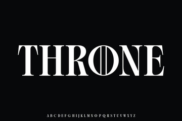 Strong luxury throne serif alphabet display font vector illustration