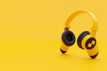 Naklejka premium 3d game controller and headphones icon on yellow background