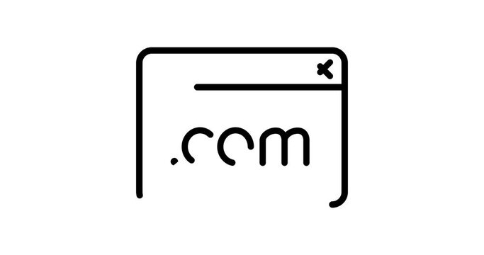 Web site domain animated outline icon with white background. Web site domain 4k motion design animation for web, mobile and ui design