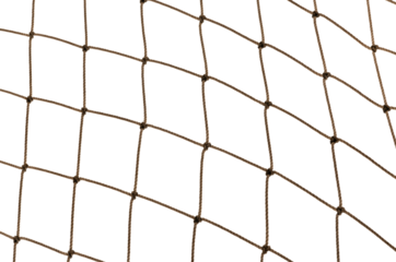 Football or tennis net. Rope mesh on a white background close-up