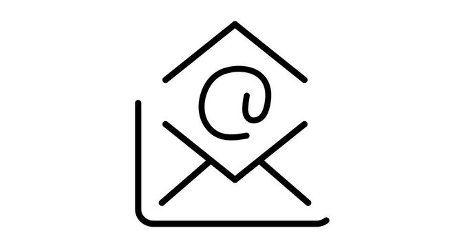 Email envelope animated outline icon with white background. Email envelope 4k motion design animation for web, mobile and ui design