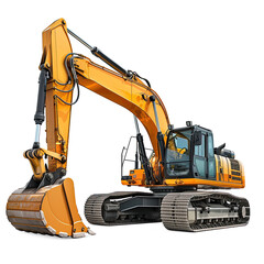Modern excavator against white background | Isolated on Transparent & White Background | PNG File with Transparency