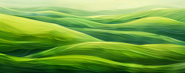 Abstract organic green grass lines as wallpaper background illustration, Hill covered with stripes of fields with different shades of green