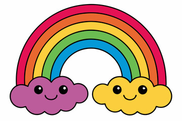 Boho Rainbow Clipart Stock Vector illustration